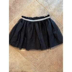 Cat & Jack Girls' Black & Silver Speckle Tulle Tutu Skirt Size 5T NWT